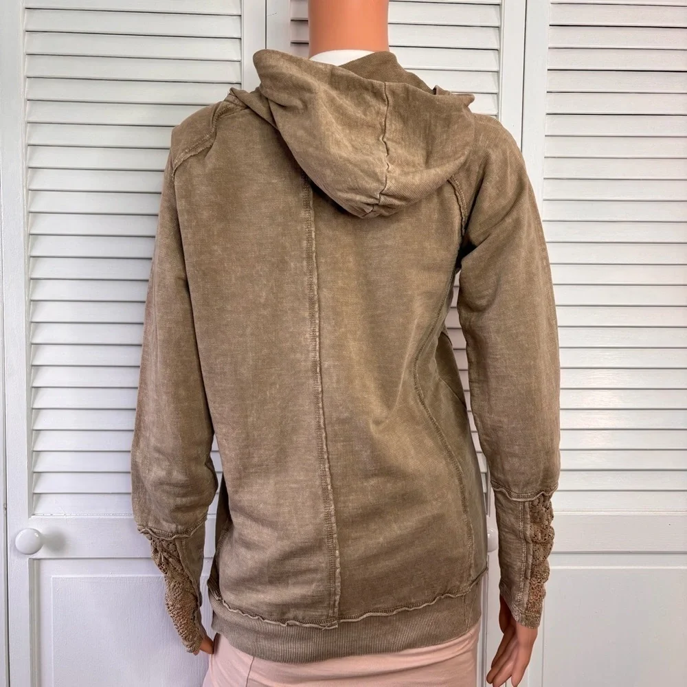 AFFLICTION Brown Zip Up Hooded Sweater Size Medium - Picture 8 of 8